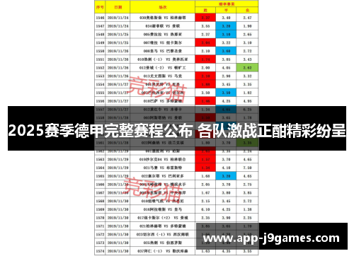 2025赛季德甲完整赛程公布 各队激战正酣精彩纷呈